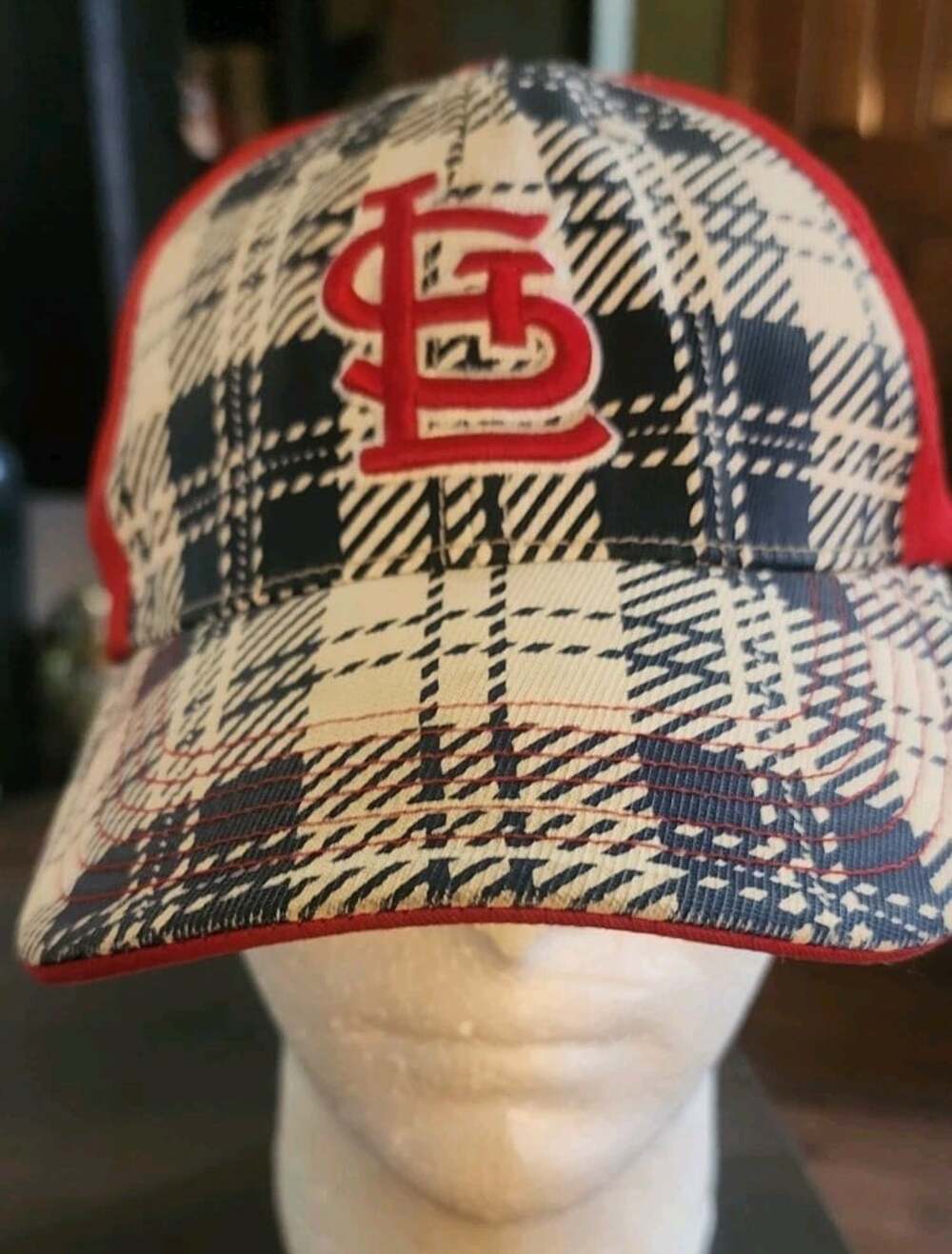 47Twins St. Louis Cardinals MLB Hat Plaid Cap Adjustable Strap OSFM R15